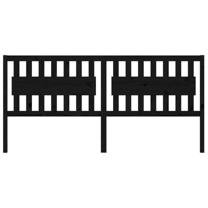 Bed Headboard Black 205.5x4x100 cm Solid Wood Pine