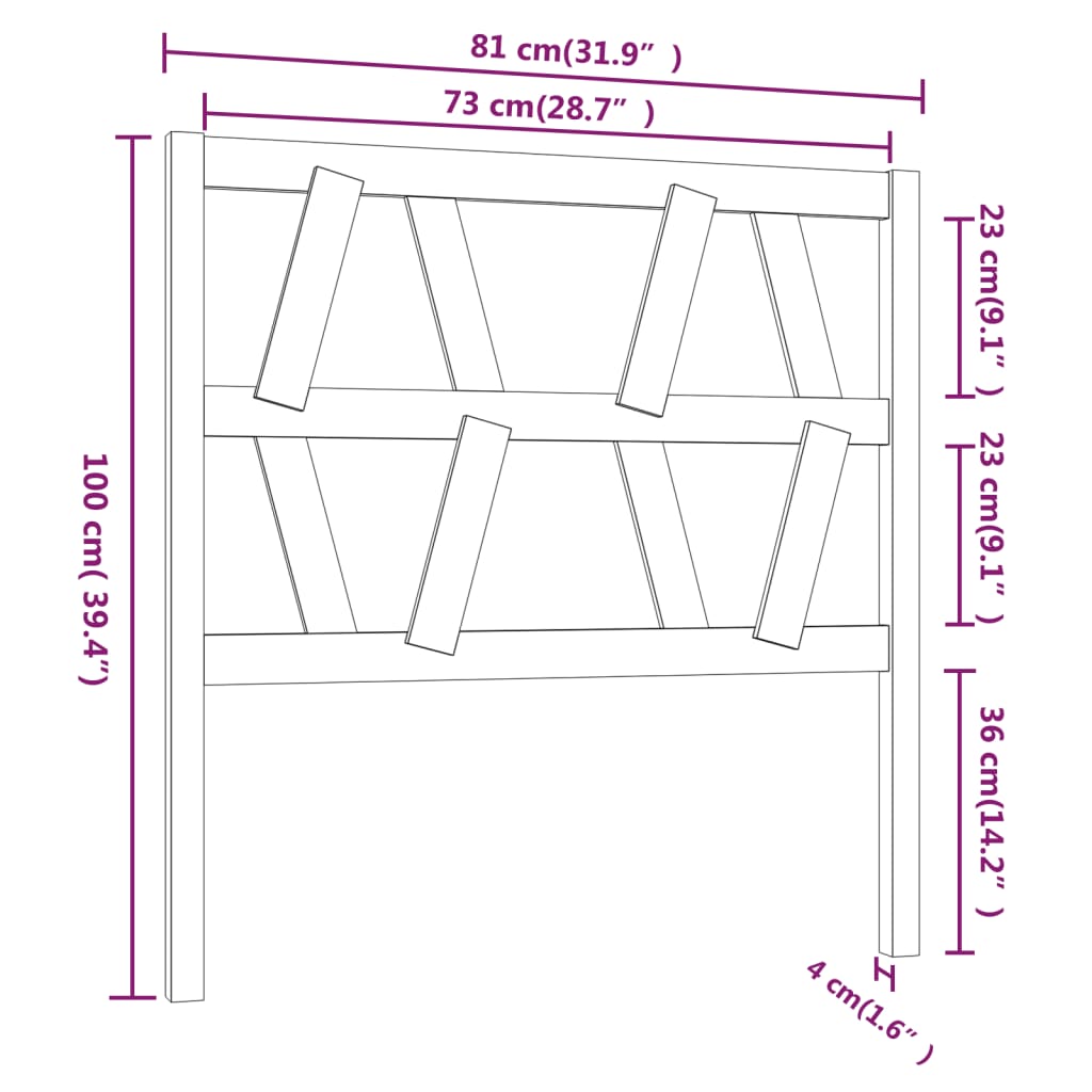 Bed Headboard 81x4x100 cm Solid Wood Pine