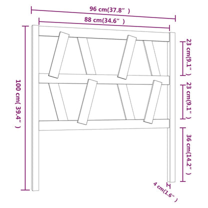 Bed Headboard Black 96x4x100 cm Solid Wood Pine