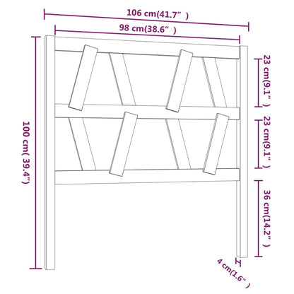 Bed Headboard Grey 106x4x100 cm Solid Wood Pine