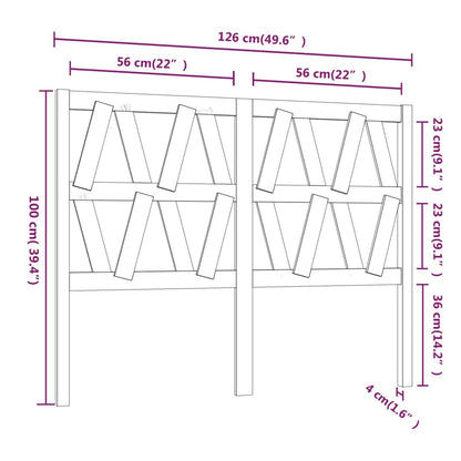 Bed Headboard 126x4x100 cm Solid Wood Pine