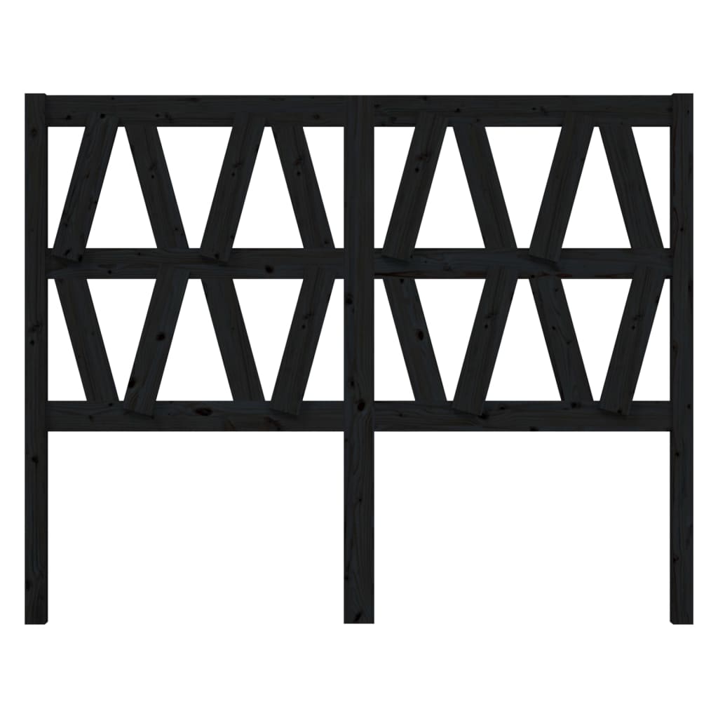Bed Headboard Black 126x4x100 cm Solid Wood Pine