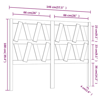 Bed Headboard 146x4x100 cm Solid Wood Pine