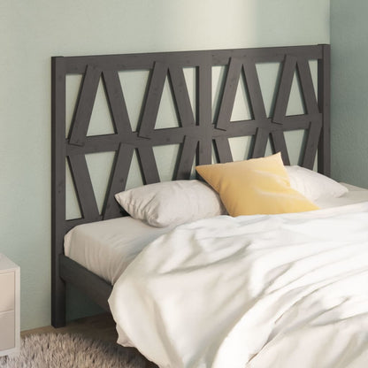 Bed Headboard Grey 146x4x100 cm Solid Wood Pine