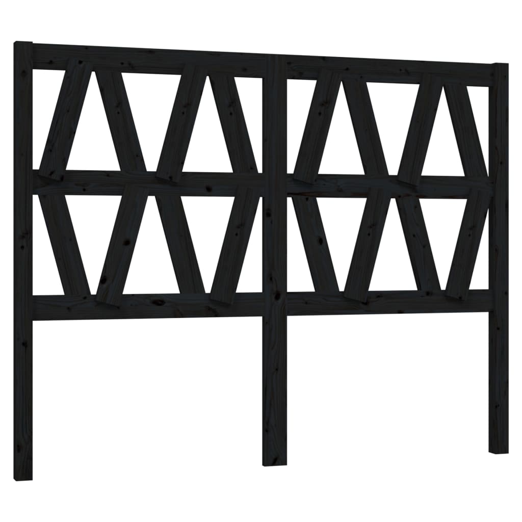 Bed Headboard Black 166x4x100 cm Solid Wood Pine