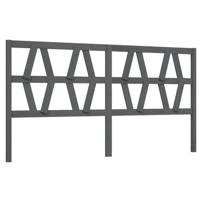 Bed Headboard Grey 206x4x100 cm Solid Wood Pine