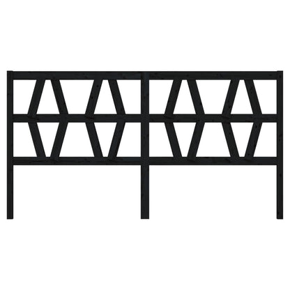 Bed Headboard Black 206x4x100 cm Solid Wood Pine
