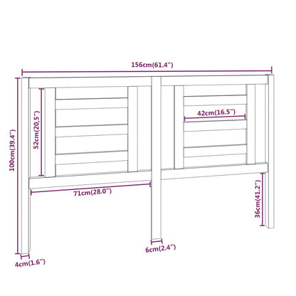Bed Headboard Grey 156x4x100 cm Solid Pine Wood