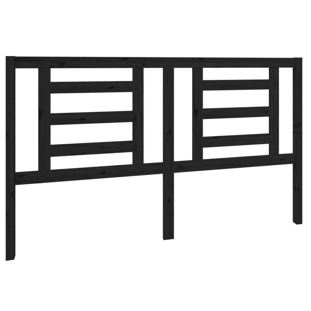 Bed Headboard Black 166x4x100 cm Solid Pine Wood