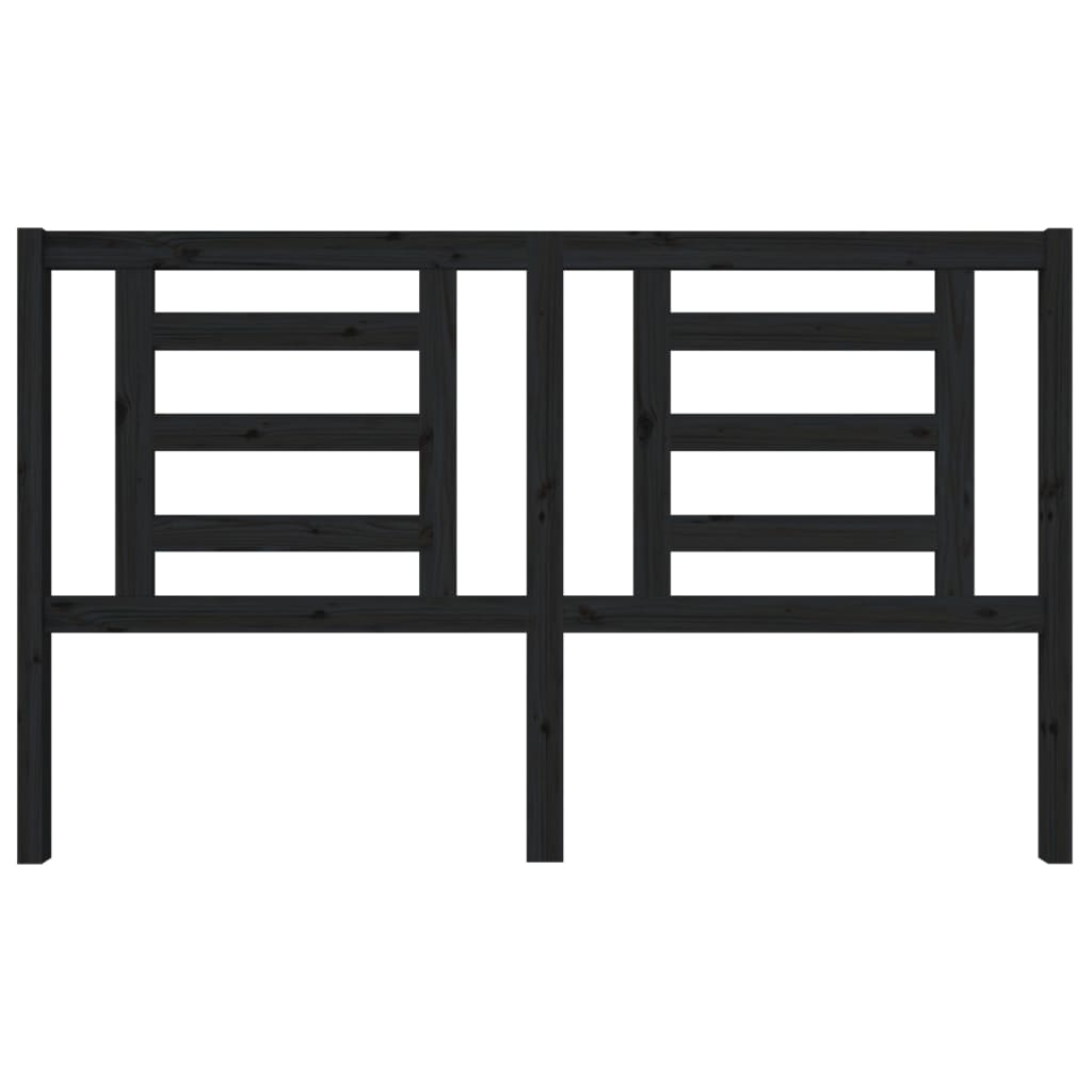 Bed Headboard Black 166x4x100 cm Solid Pine Wood