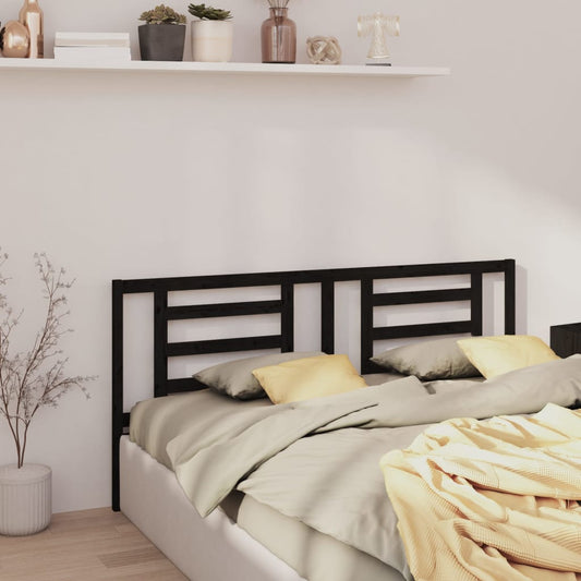Bed Headboard Black 166x4x100 cm Solid Pine Wood