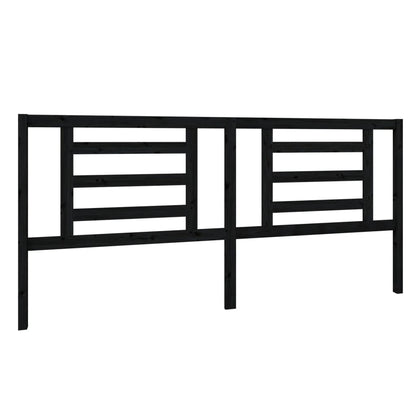 Bed Headboard Black 206x4x100 cm Solid Pine Wood