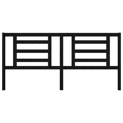 Bed Headboard Black 206x4x100 cm Solid Pine Wood