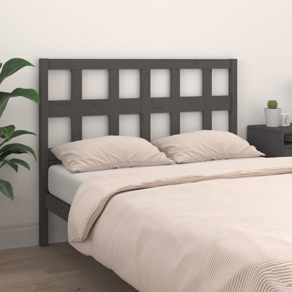 Bed Headboard Grey 125.5x4x100 cm Solid Wood Pine