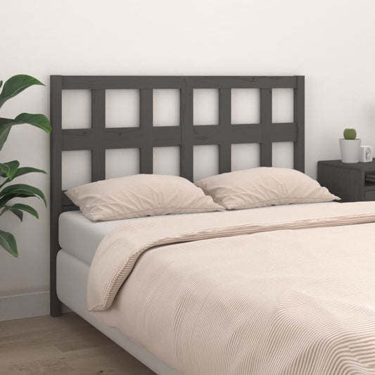 Bed Headboard Grey 145.5x4x100 cm Solid Wood Pine