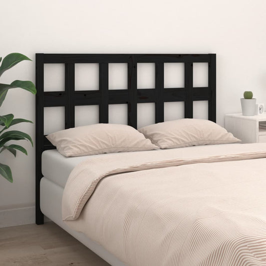 Bed Headboard Black 145.5x4x100 cm Solid Wood Pine