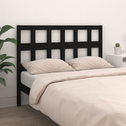 Bed Headboard Black 205.5x4x100 cm Solid Wood Pine