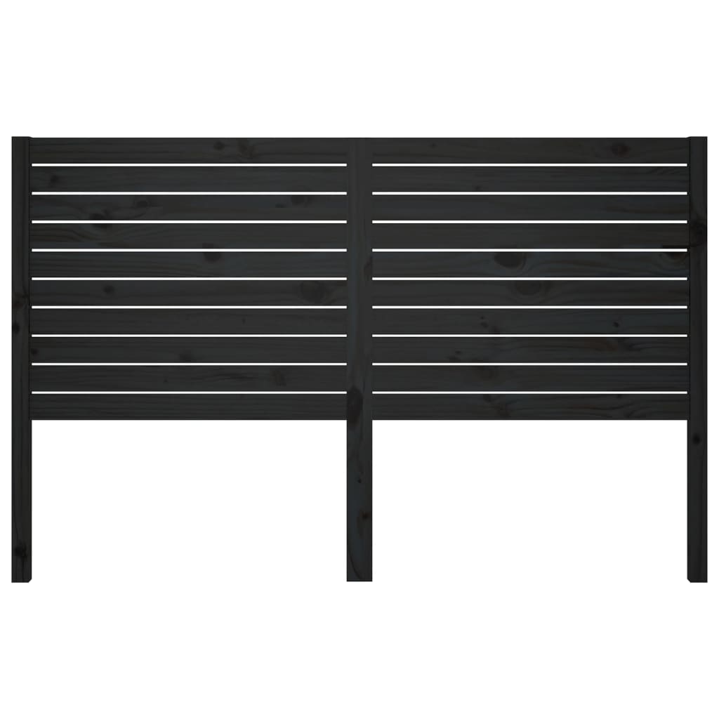 Bed Headboard Black 126x4x100 cm Solid Wood Pine