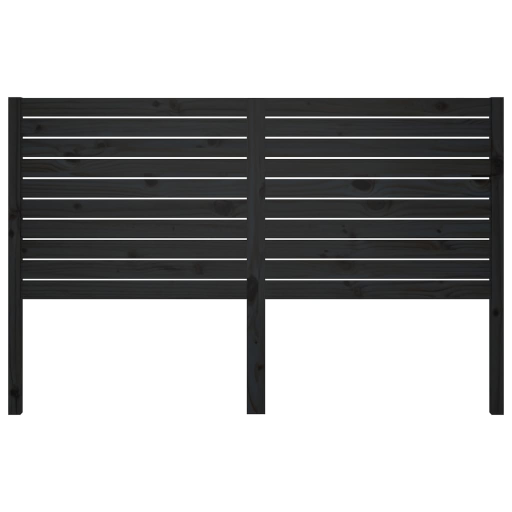 Bed Headboard Black 146x4x100 cm Solid Wood Pine