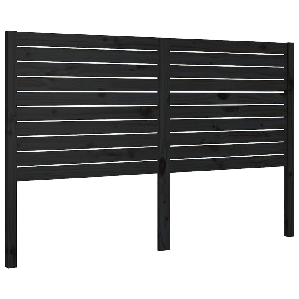 Bed Headboard Black 156x4x100 cm Solid Wood Pine