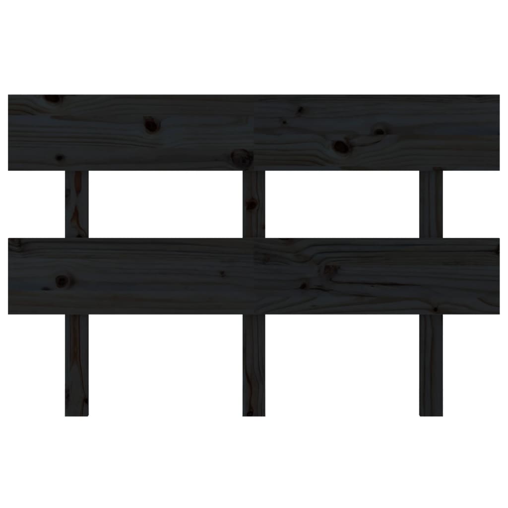 Bed Headboard Black 124x3x81 cm Solid Wood Pine
