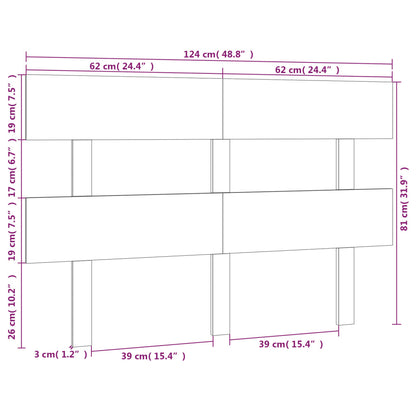 Bed Headboard Black 124x3x81 cm Solid Wood Pine