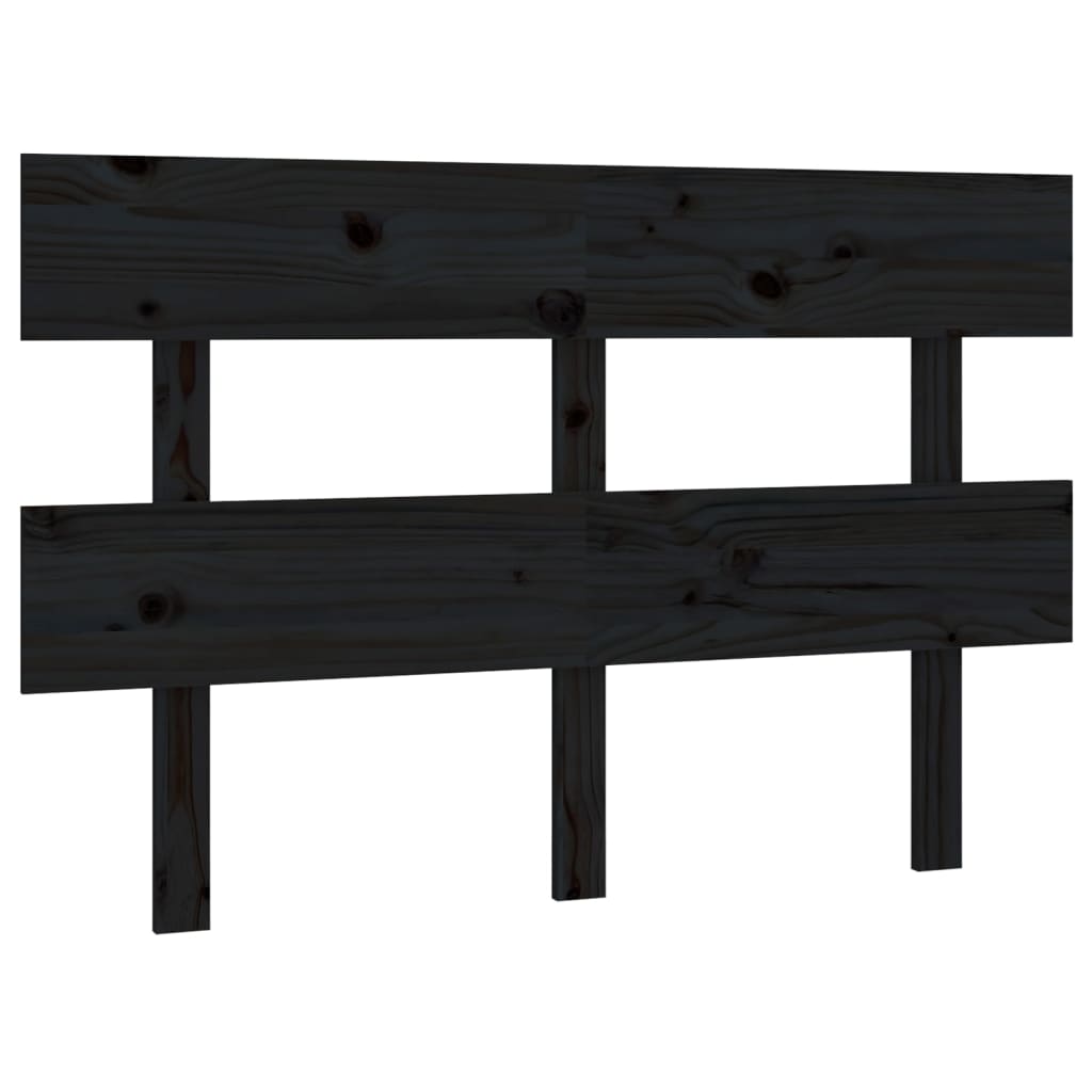 Bed Headboard Black 144x3x81 cm Solid Wood Pine