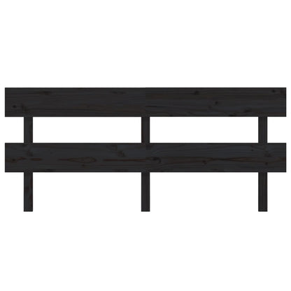 Bed Headboard Black 204x3x81 cm Solid Wood Pine