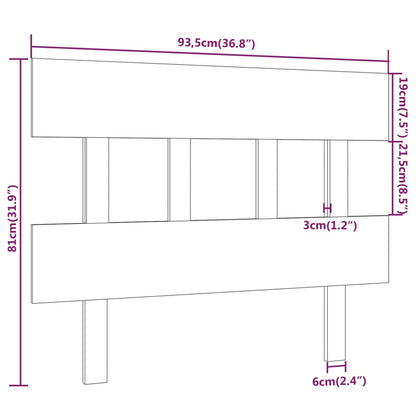 Bed Headboard Grey 93.5x3x81 cm Solid Wood Pine