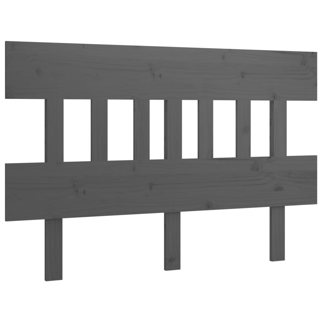 Bed Headboard Grey 123.5x3x81 cm Solid Wood Pine