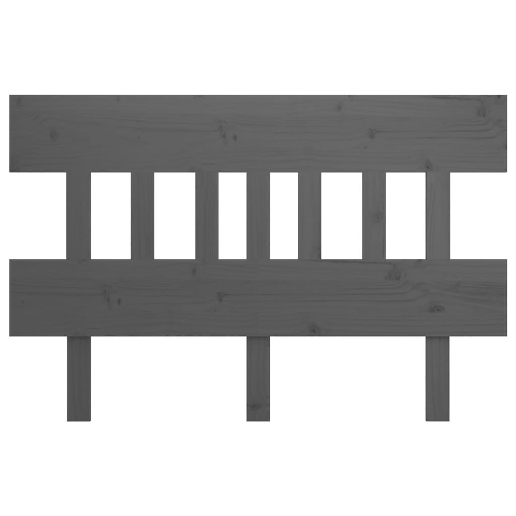 Bed Headboard Grey 123.5x3x81 cm Solid Wood Pine