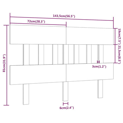 Bed Headboard 143.5x3x81 cm Solid Wood Pine