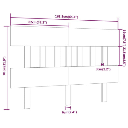 Bed Headboard Black 163.5x3x81 cm Solid Wood Pine