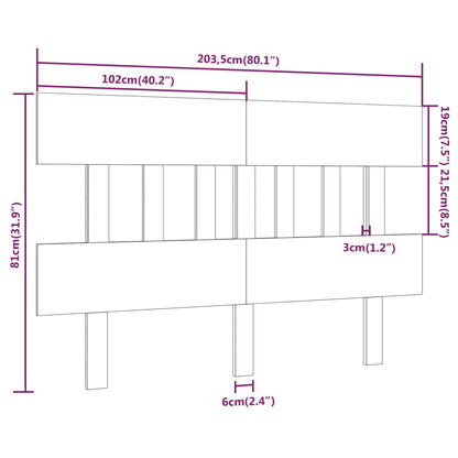 Bed Headboard 203.5x3x81 cm Solid Wood Pine