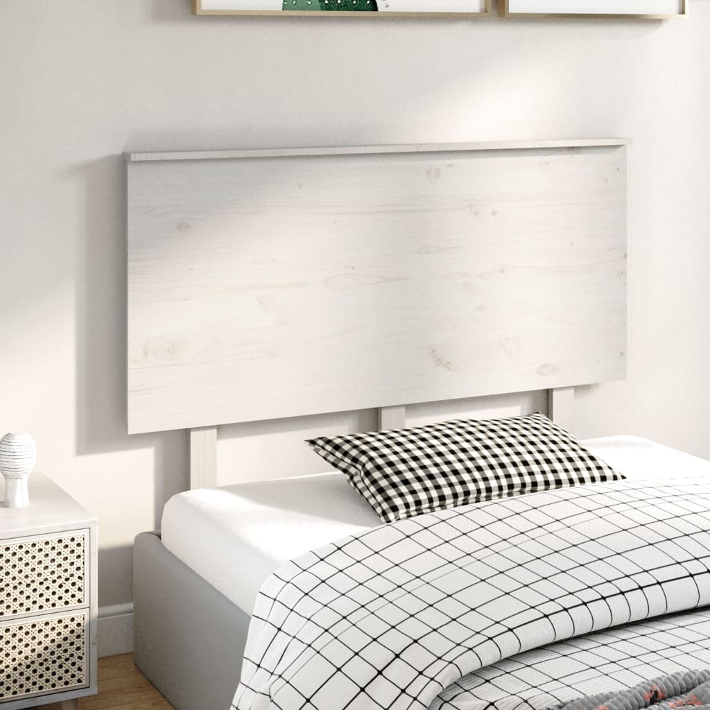 Bed Headboard White 124x6x82.5 cm Solid Wood Pine