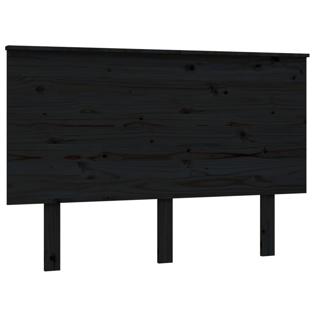 Bed Headboard Black 124x6x82.5 cm Solid Wood Pine