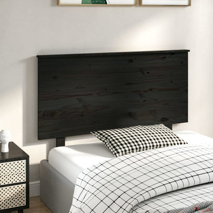Bed Headboard Black 124x6x82.5 cm Solid Wood Pine