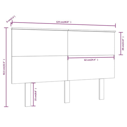 Bed Headboard Black 124x6x82.5 cm Solid Wood Pine