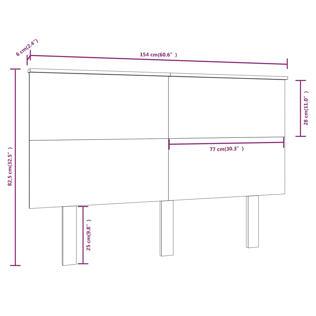 Bed Headboard 154x6x82.5 cm Solid Wood Pine
