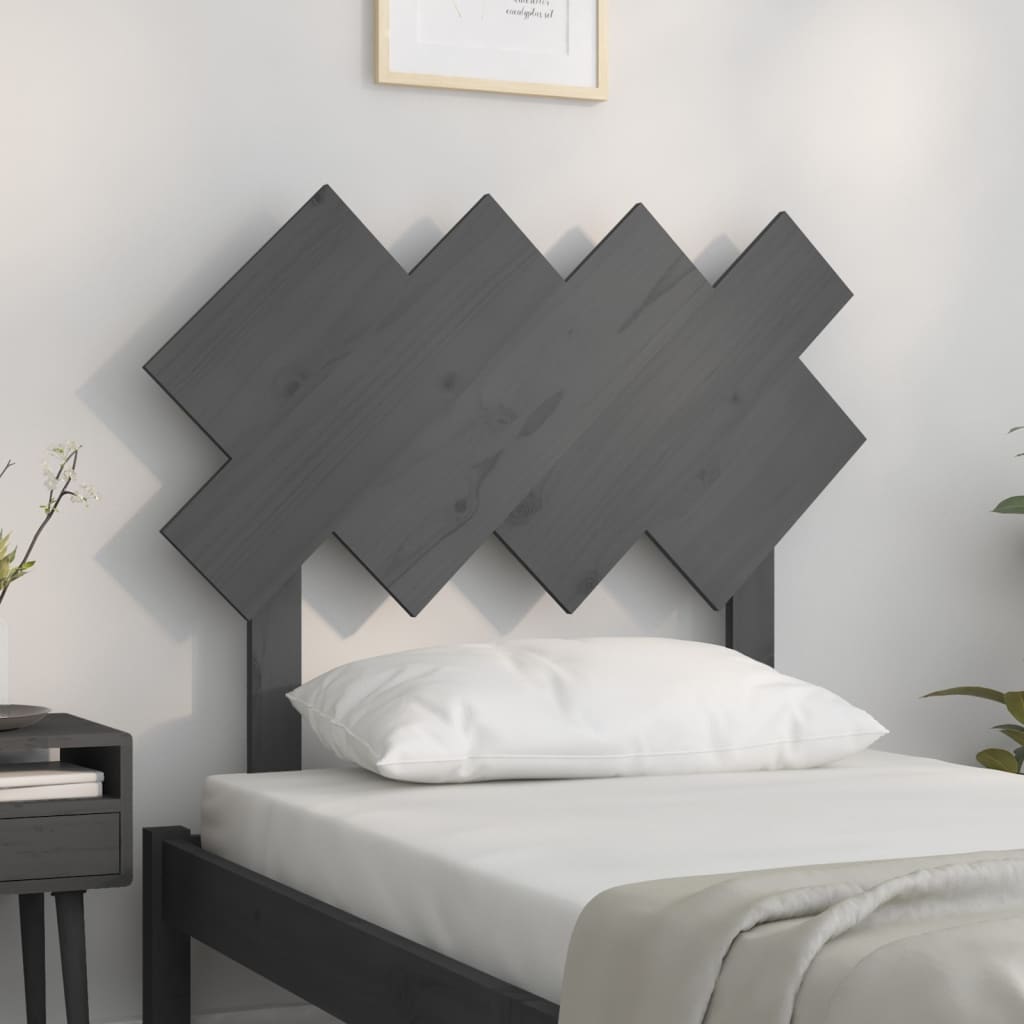 Bed Headboard Grey 92x3x81 cm Solid Wood Pine