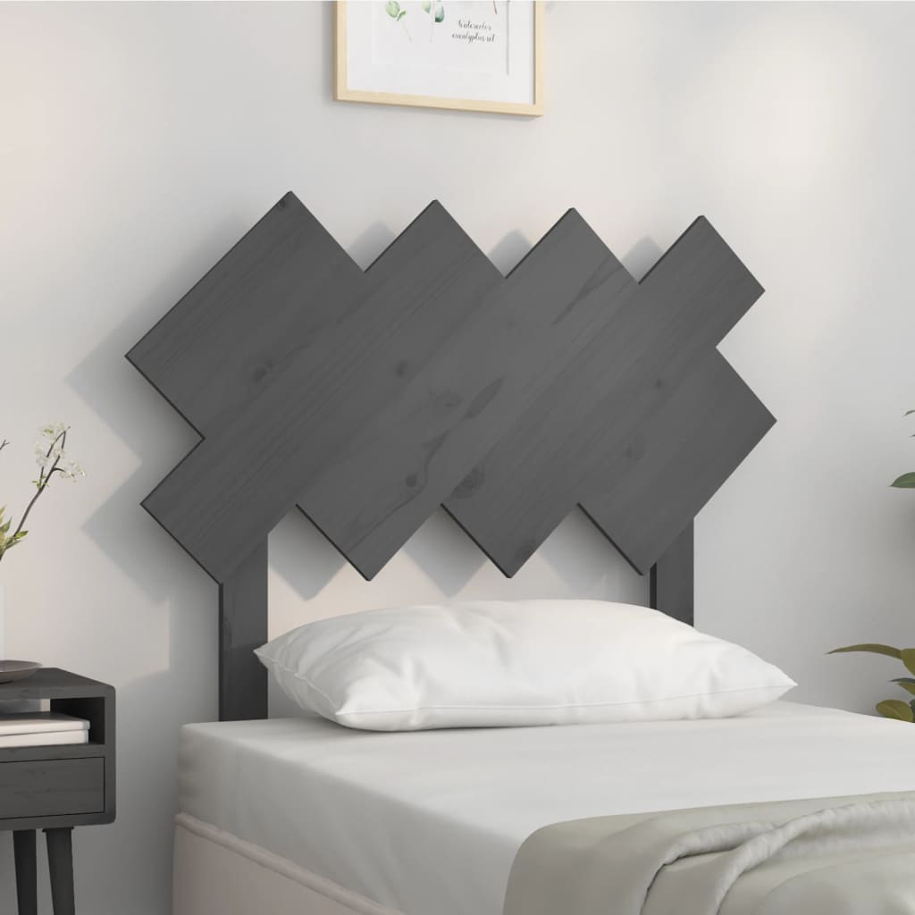 Bed Headboard Grey 92x3x81 cm Solid Wood Pine