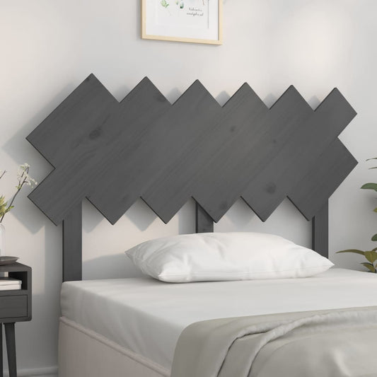 Bed Headboard Grey 122.5x3x80.5 cm Solid Wood Pine