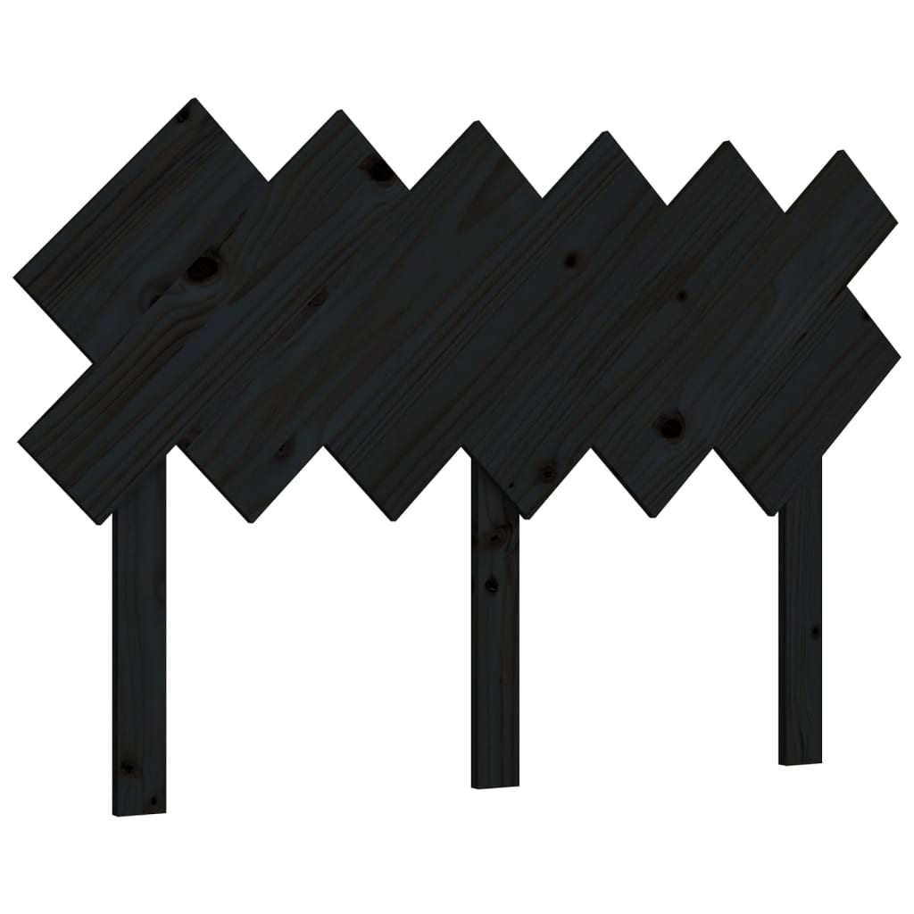 Bed Headboard Black 122.5x3x80.5 cm Solid Wood Pine