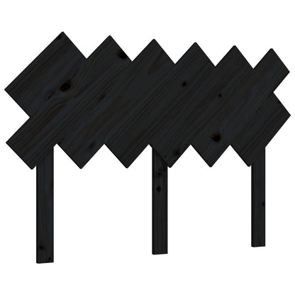 Bed Headboard Black 122.5x3x80.5 cm Solid Wood Pine