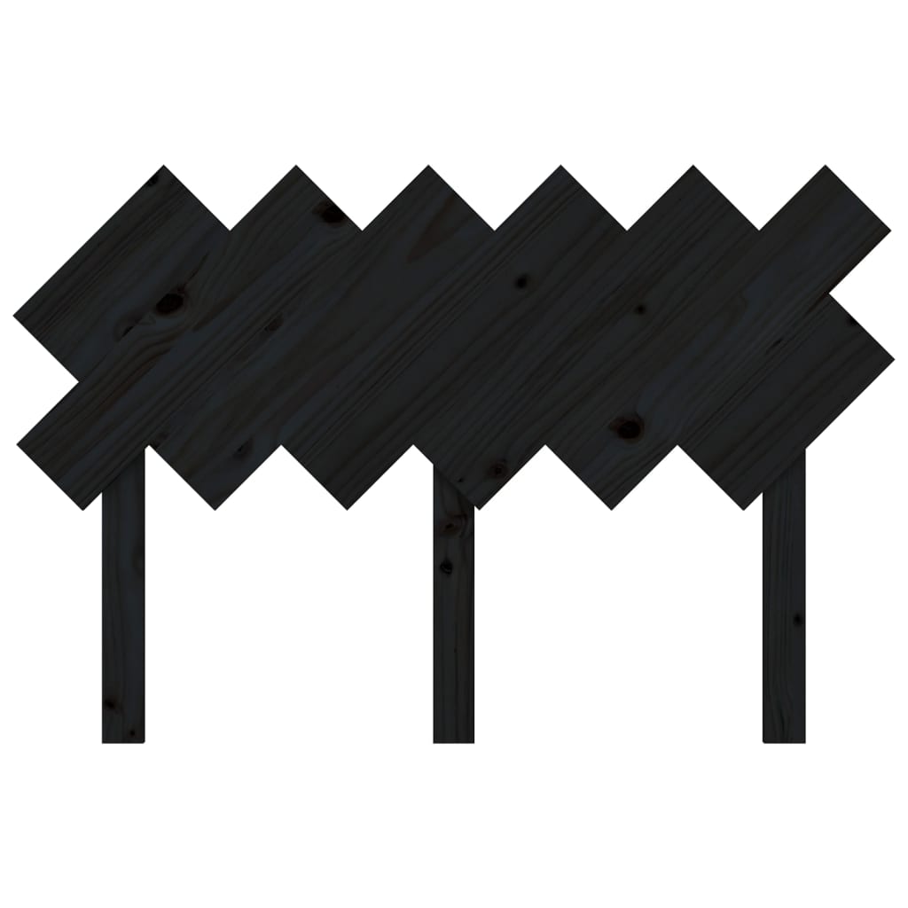 Bed Headboard Black 122.5x3x80.5 cm Solid Wood Pine