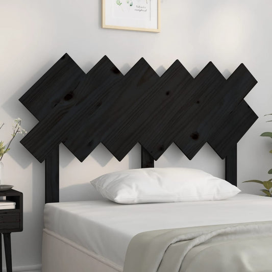 Bed Headboard Black 122.5x3x80.5 cm Solid Wood Pine