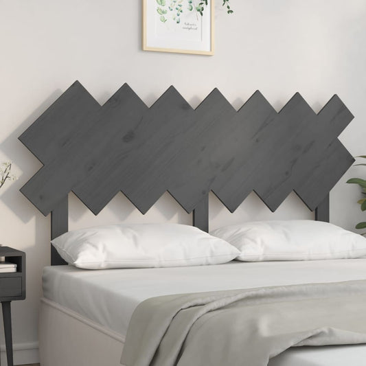Bed Headboard Grey 141x3x80.5 cm Solid Wood Pine