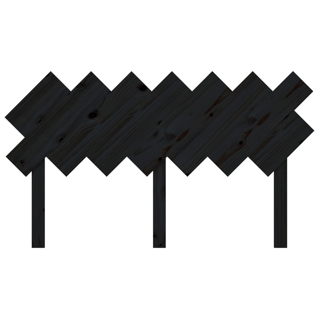 Bed Headboard Black 141x3x80.5 cm Solid Wood Pine