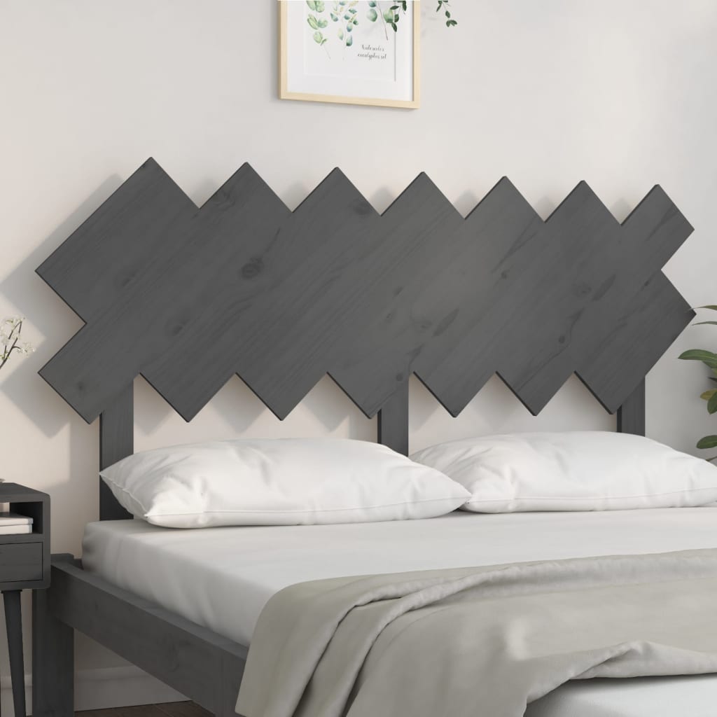 Bed Headboard Grey 151.5x3x81 cm Solid Wood Pine