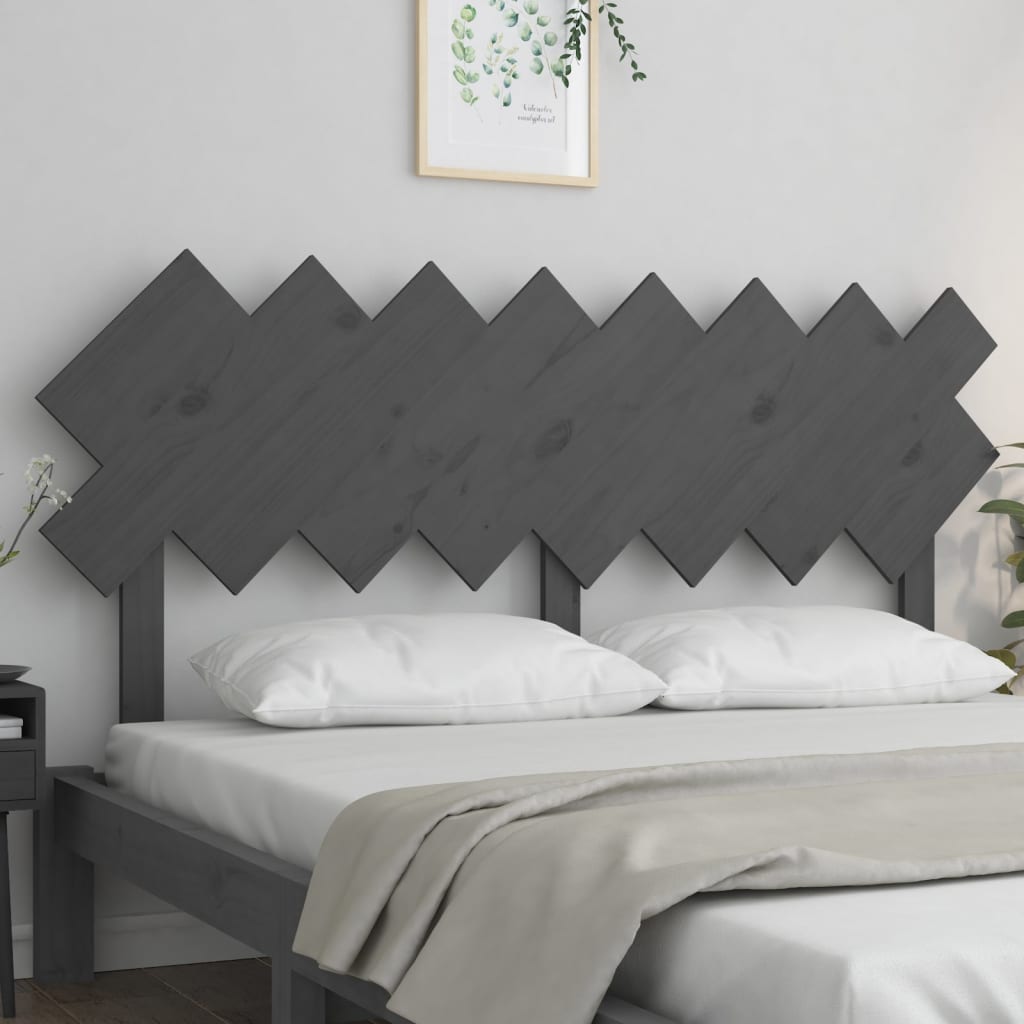 Bed Headboard Grey 159.5x3x80.5 cm Solid Wood Pine